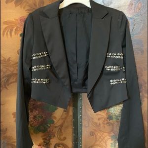 BCBG Black Tuxedo Style Midi Blazer